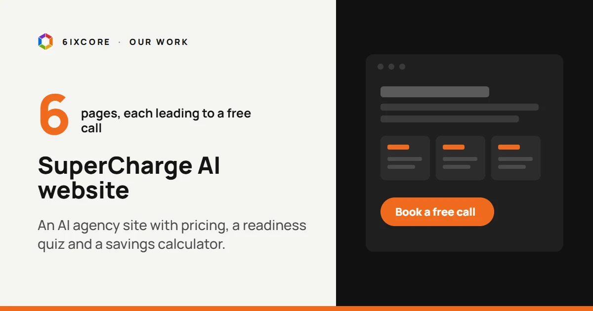 SuperCharge AI website case study: six pages built to book calls
